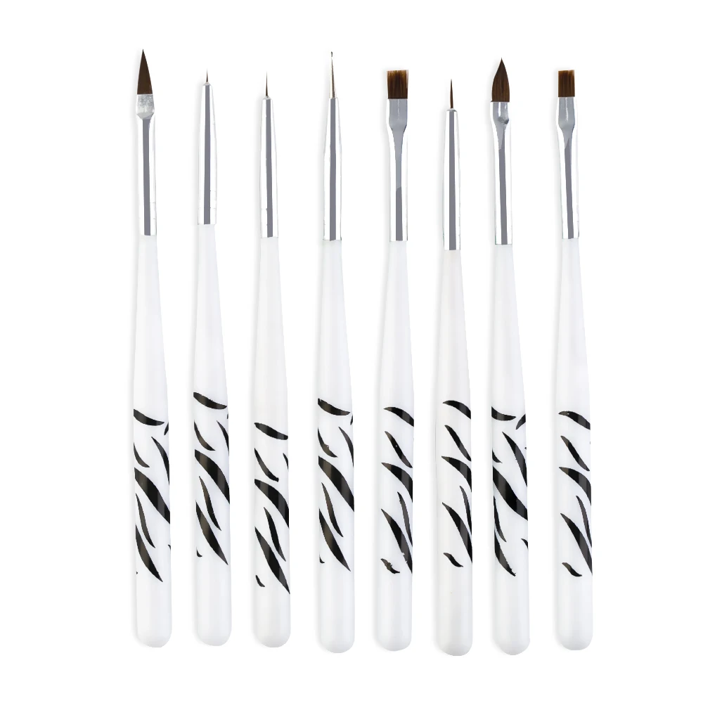 Zebra 8PCS LadyMisty 15 шт. набор кистей для маникюра акриловый гель для ногтей кисти для геля лак для ногтей рисунок ногтей гелевая ручка - Цвет: Zebra 8PCS