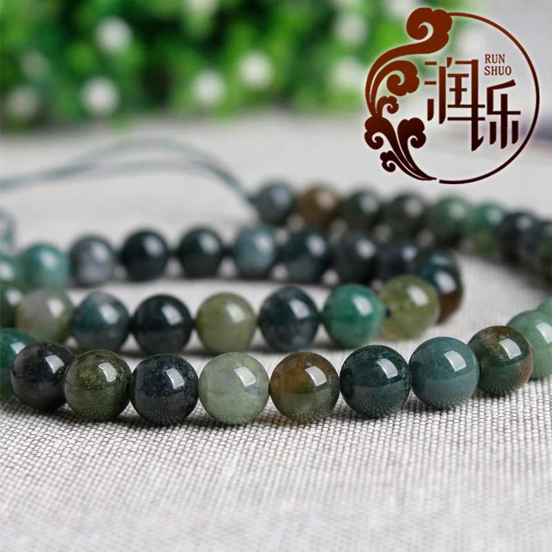 

Moss Grass Agates Natural Stone Round Loose Beads DIY Earrings Accessories Beads for Jewelry Making 15 Strands 4/6/8/10/12/14mm