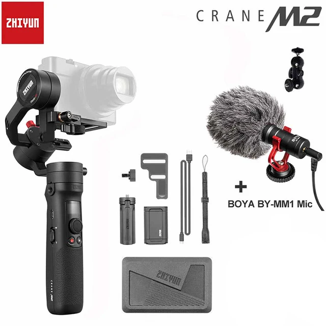 Zhiyun Crane M2 3-осевой портативный монопод с шарнирным замком Камера Стабилизатор Для беззеркальных Камера s Action pk 2 Gopro Hero 5 6 7 смартфон - Цвет: add BY-MM1 Microphon