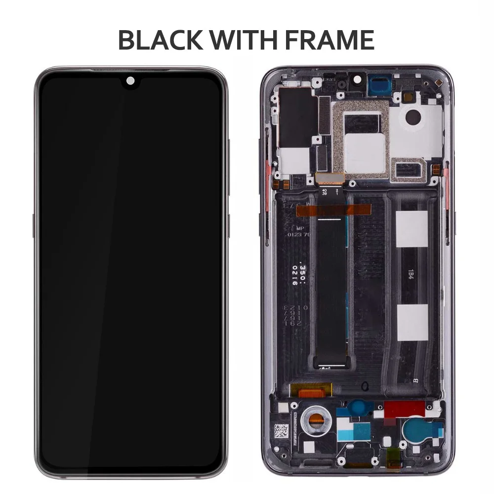 ЖК-дисплей 6,3" Xiao mi 9 mi 9 mi 9 mi 9, супер AMOLED экран с рамкой+ сенсорная панель дигитайзер Замена - Цвет: Black With Frame