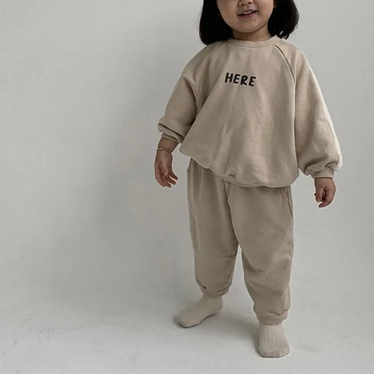 

Korean Baby Toddler Clothes Printing Letter Casual Sportswear Suit Spring Autumn Loose Top+pants Kids Sets 2pcs 1-6Y