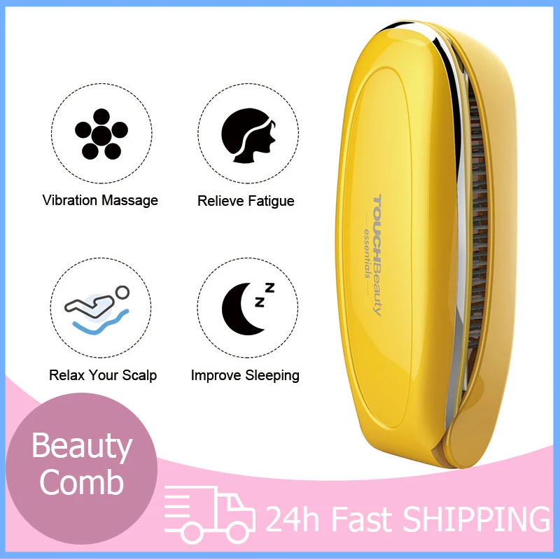 Hair Brush Scalp Massage Comb Hairbrush High-Frequency Vibration Scalp Massagers For Hair Growth Foldable Detangling With Mirror