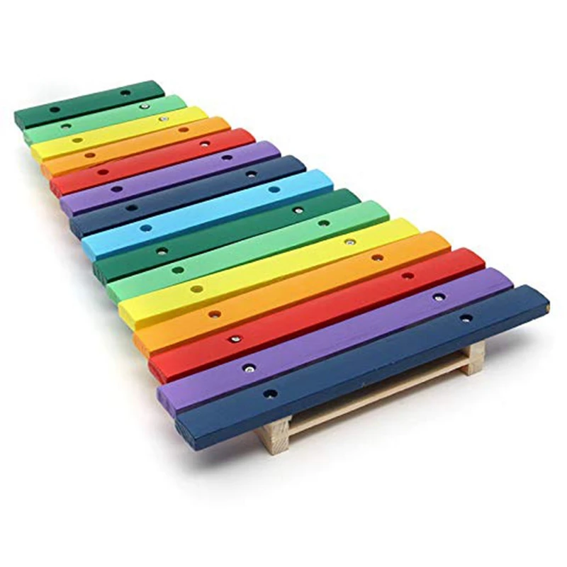 15 тонов цветной деревянный гликофон ксилофон обучающий музыкальный инструмент