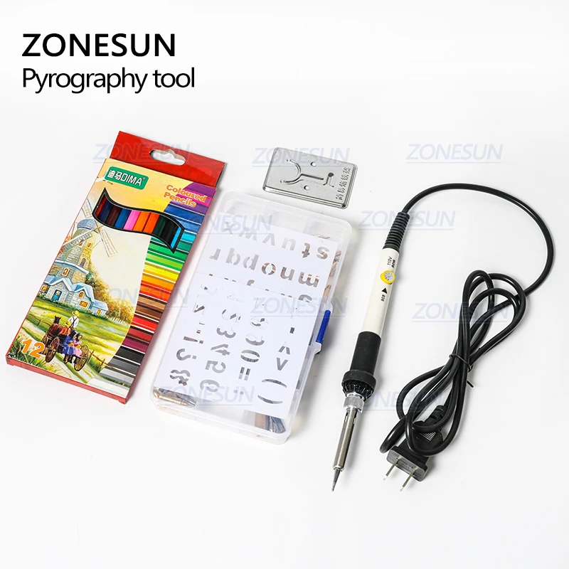 ZONESUN Hot Foil Stamping Soldering Iron Carving Pyrography Tool Wood Embossing Burning Pen Set Welding Tips Kit | Инструменты