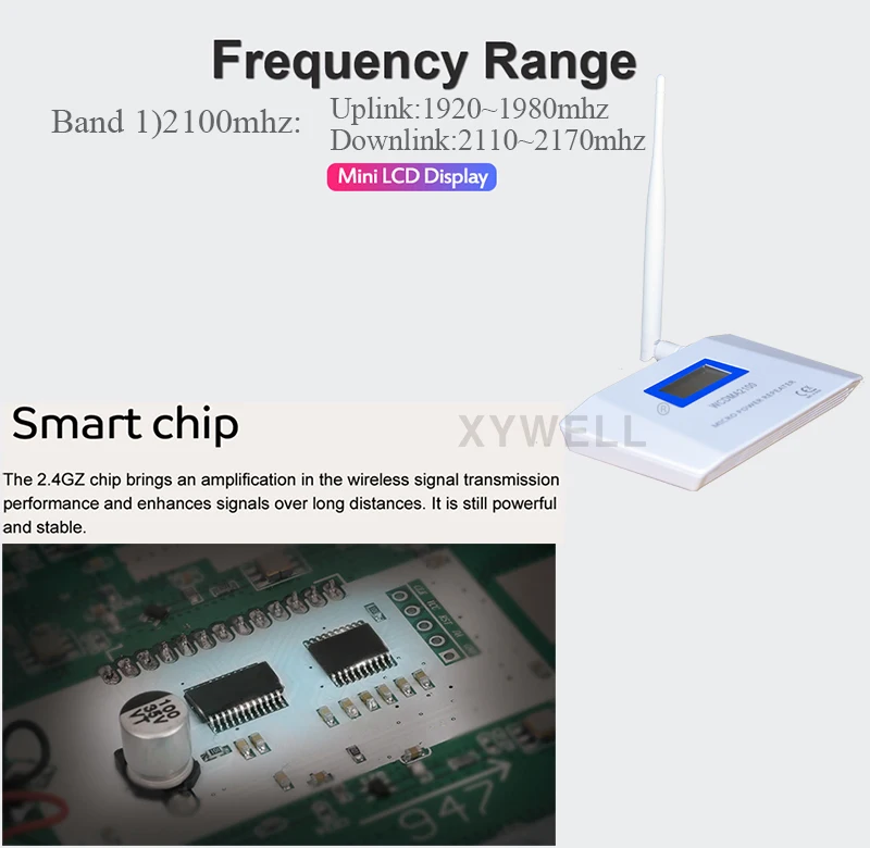 XYWELL 70dB получить W CDMA 2100 МГц 3G усилитель сигнала мобильного телефона UMTS Репитер