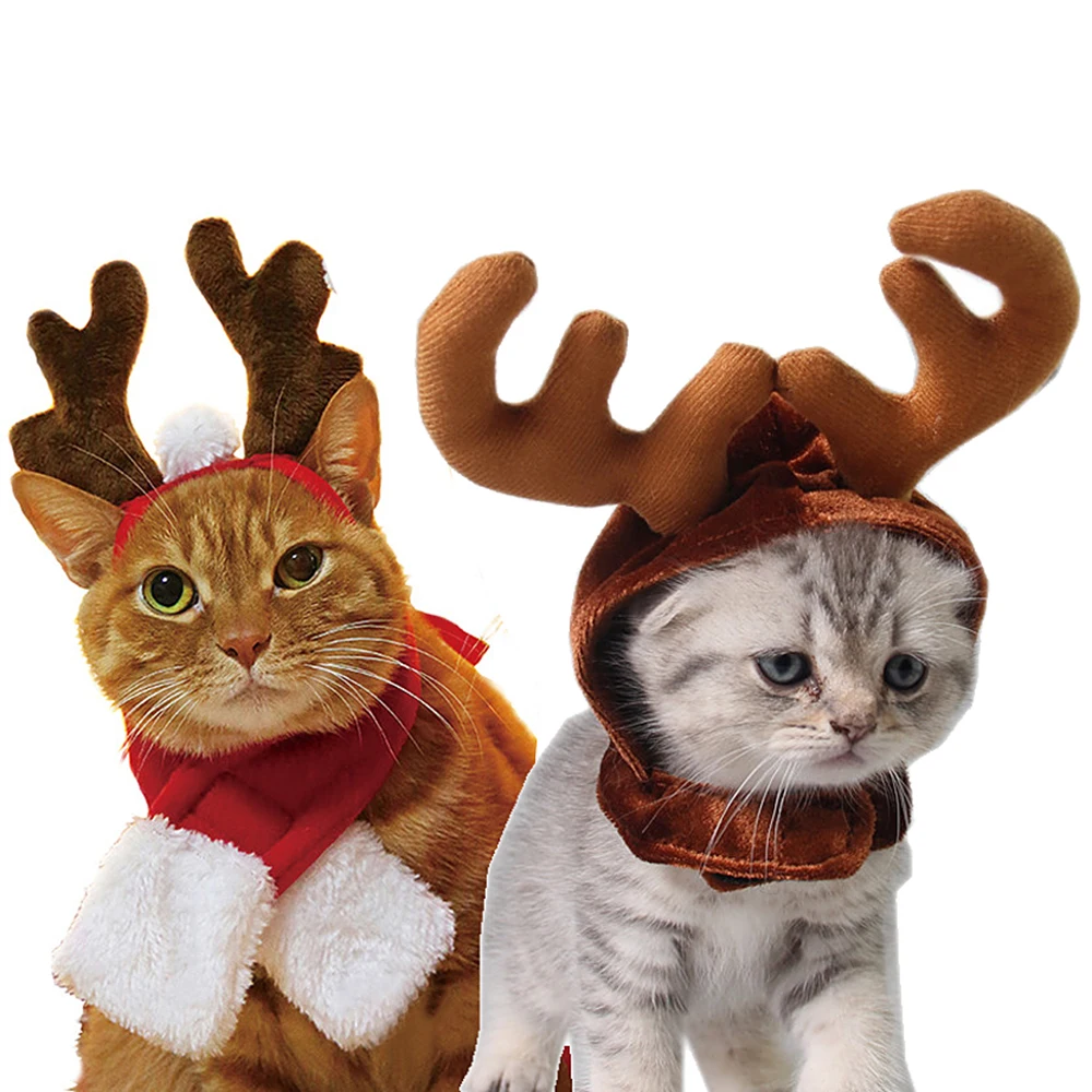 Новый год Рождественский костюм Кошка Собака оленей повязка ПЭТ рога оленя для