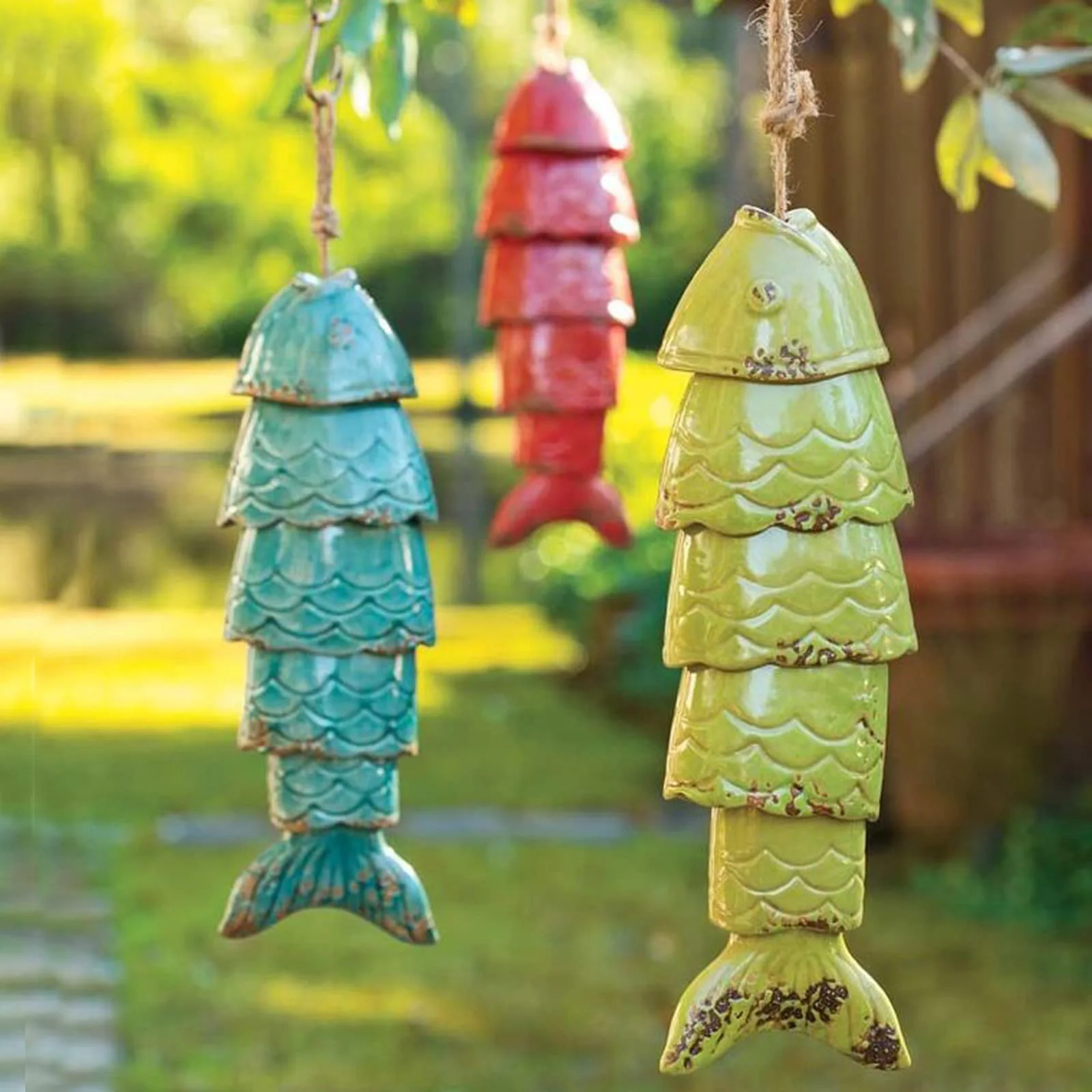 

Handmade Home Decor Wind Chime Colored Koi Fish Wind ChimeWall Decor Bohemian Macrame Bell Hanging Ornaments for gifts