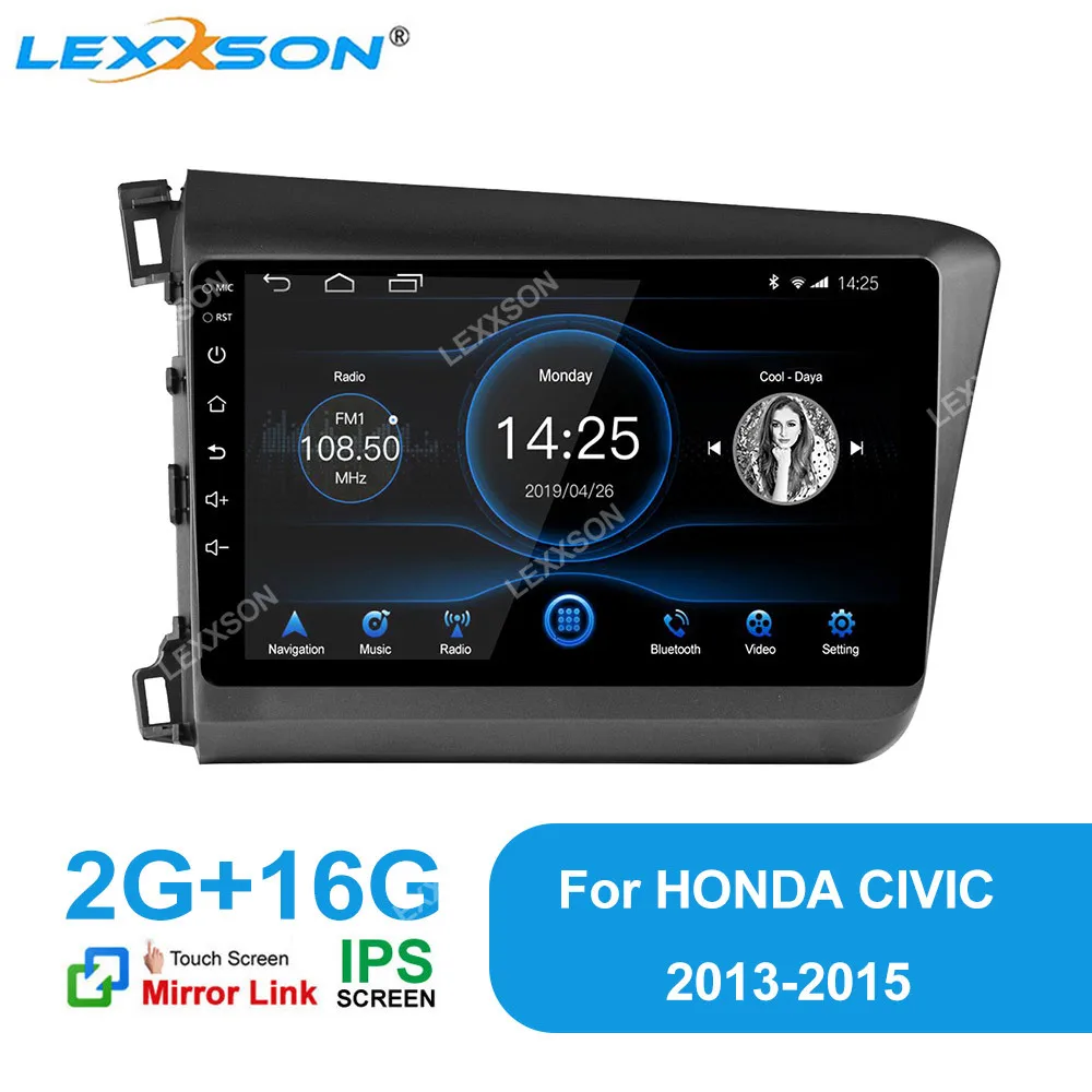 Автомагнитола DSP Android 10 0 мультимедиа для Honda Civic 2013 2014 2015 IPS экран 2 ГБ + 16 RDS FM GPS