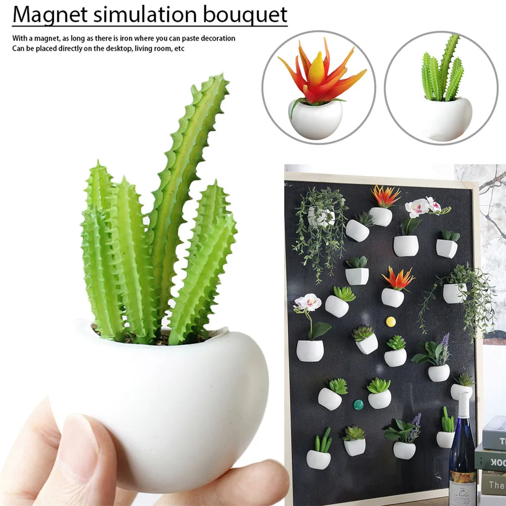 3D искусственный цветочный магнит суккулент наклейка на холодильник подвесная