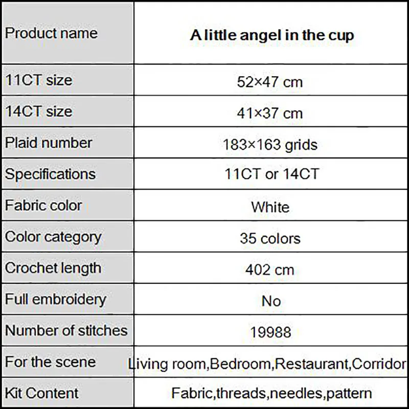Набор для вышивки крестиком маленький ангел в чашке DMC 14CT тканевый набор с