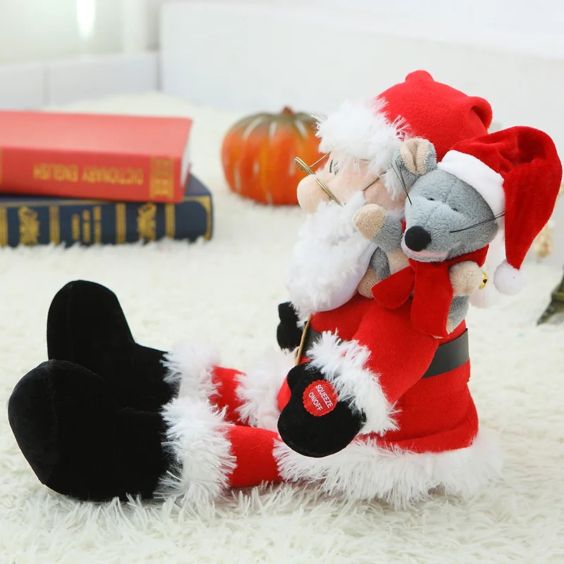 Говорящий Поющий Санта Клаус плюшевые игрушки электронные чучела животных для