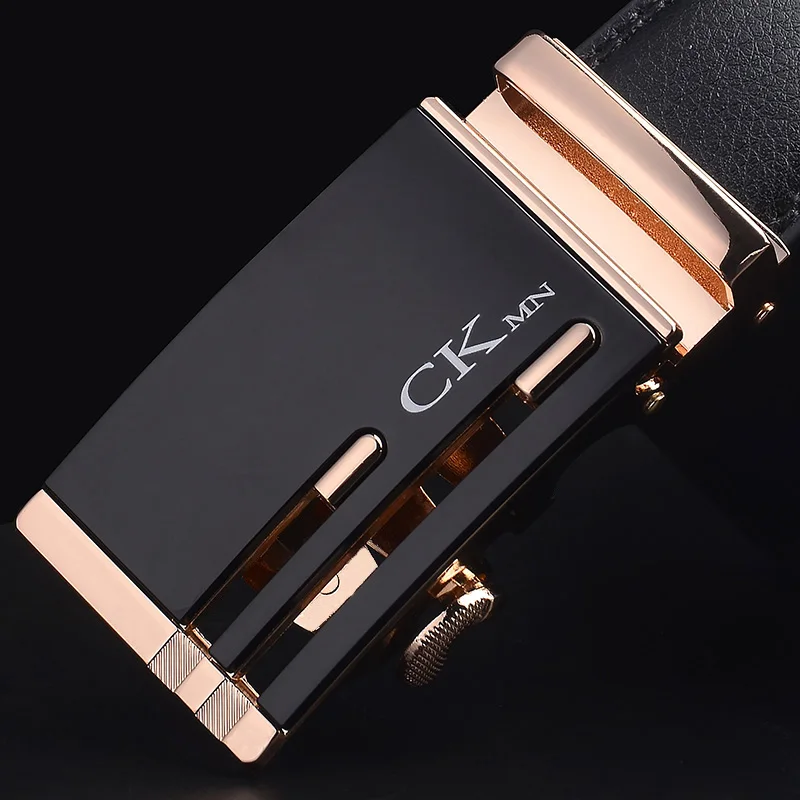 

[CKMN] Trouser Belt For Men Black Genuine Leather Luxury Leather Belt Male Fashion Alloy Automatic Buckle Men's Leather Belts