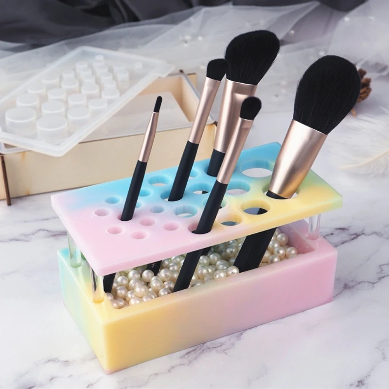 

Makeup Brush Holder Organizer Resin Mold Cosmetics Brushes Storage Mold Crafts