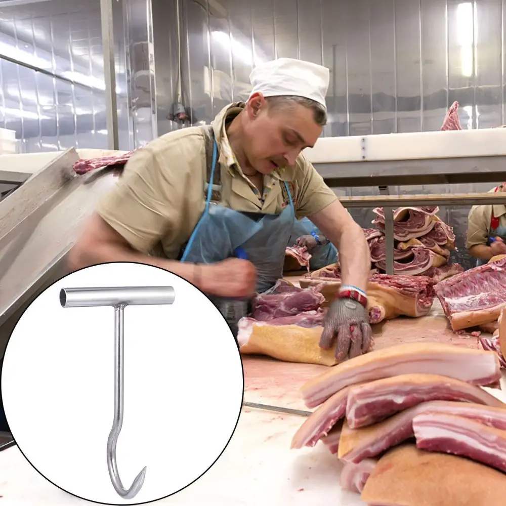 

Meat Hooks for Butchering T Shaped Steel Hook with Handle Butcher Shop Tool Kit