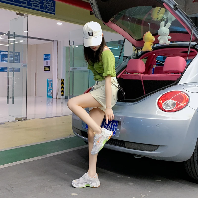 

Women's White Chunky Sneakers Women Shoes Platform Casual Sport Shoes 2021 New Spring Vulcanized Tennis Female 5 cm basket femme