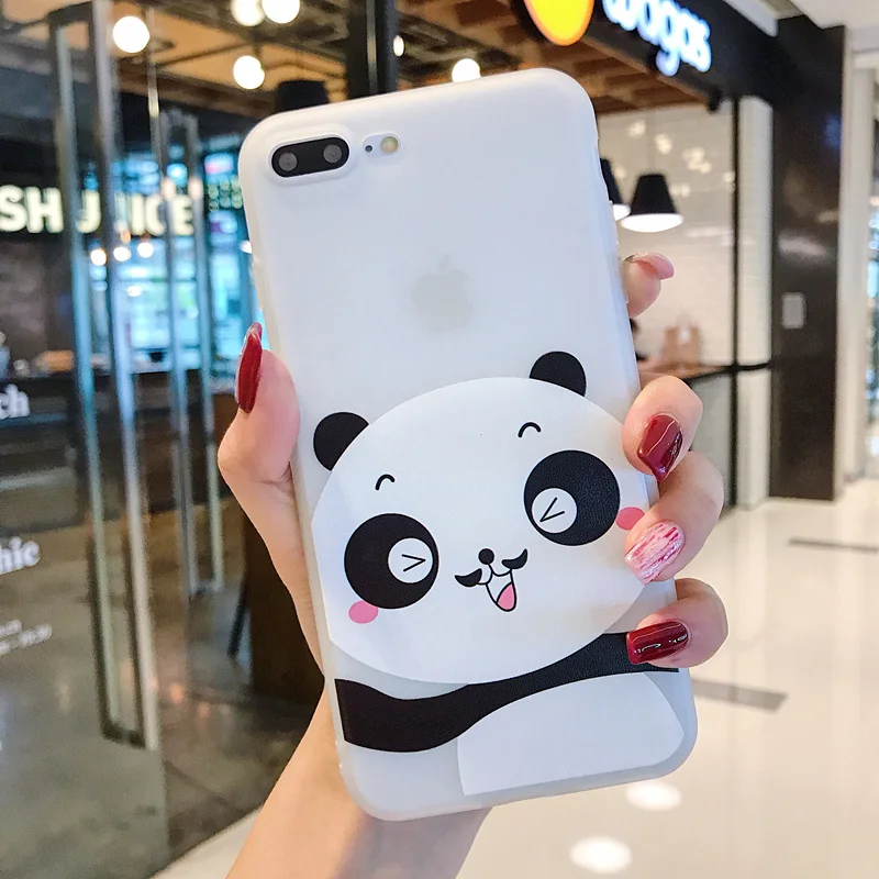 Red 1 Забавный мультяшный чехол для телефона с пандой для iphone X XS чехол для MAX XR для iphone 7 6s 8 plus милый чехол кукла подставка поддержка мягкий чехол s Capa - Цвет: Red 1
