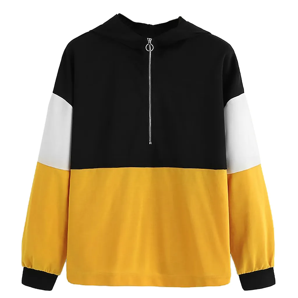 JAYCOSIN модная женская толстовка на молнии с цветными блоками повседневный простой