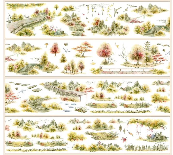

Autumn Landscape Decorative Washi Tape Stickers Label Journaling Stationery