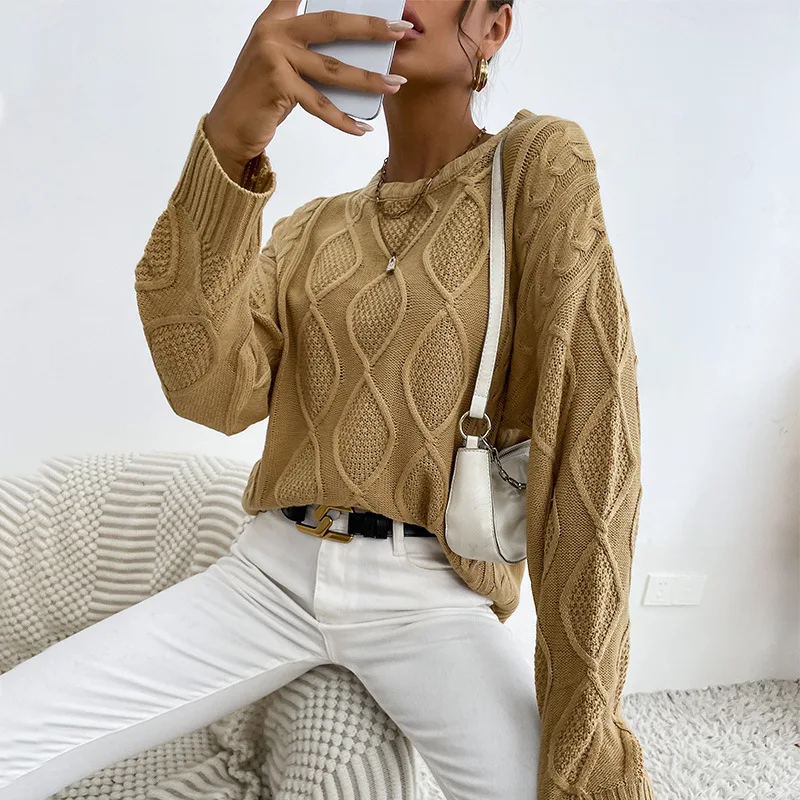 

Spring and Autumn 2021 new women’s round-necked knitting sweater womens plus size knit pullover autumn