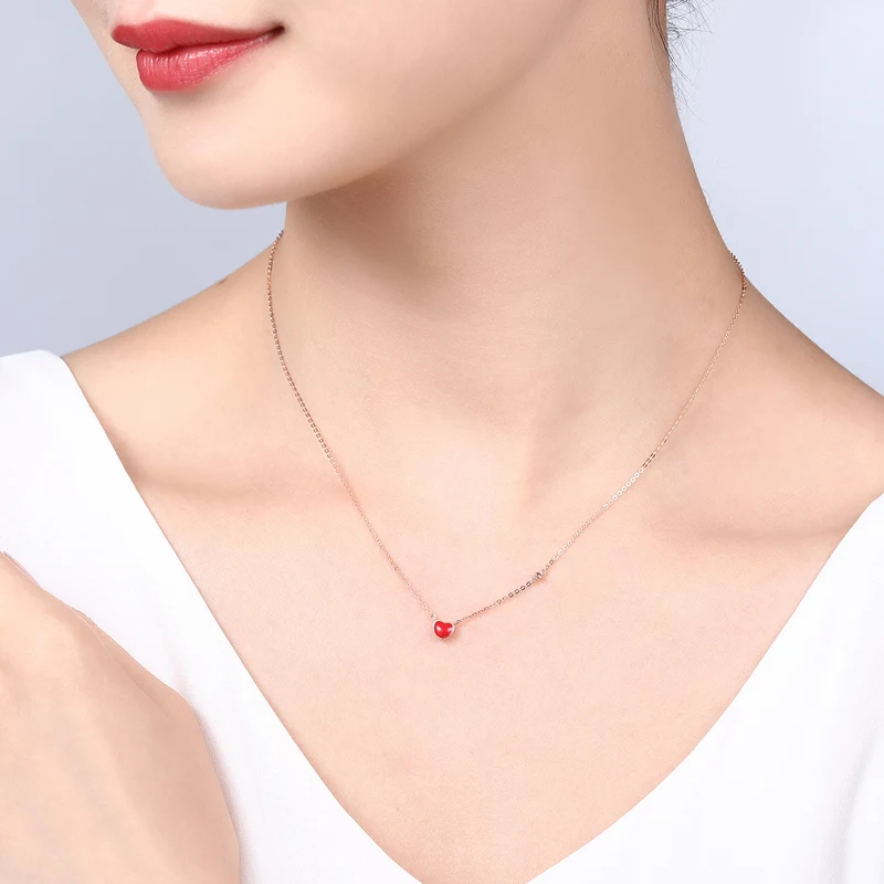 ZOCAI романтическое ожерелье с эмалью в форме сердца натуральный