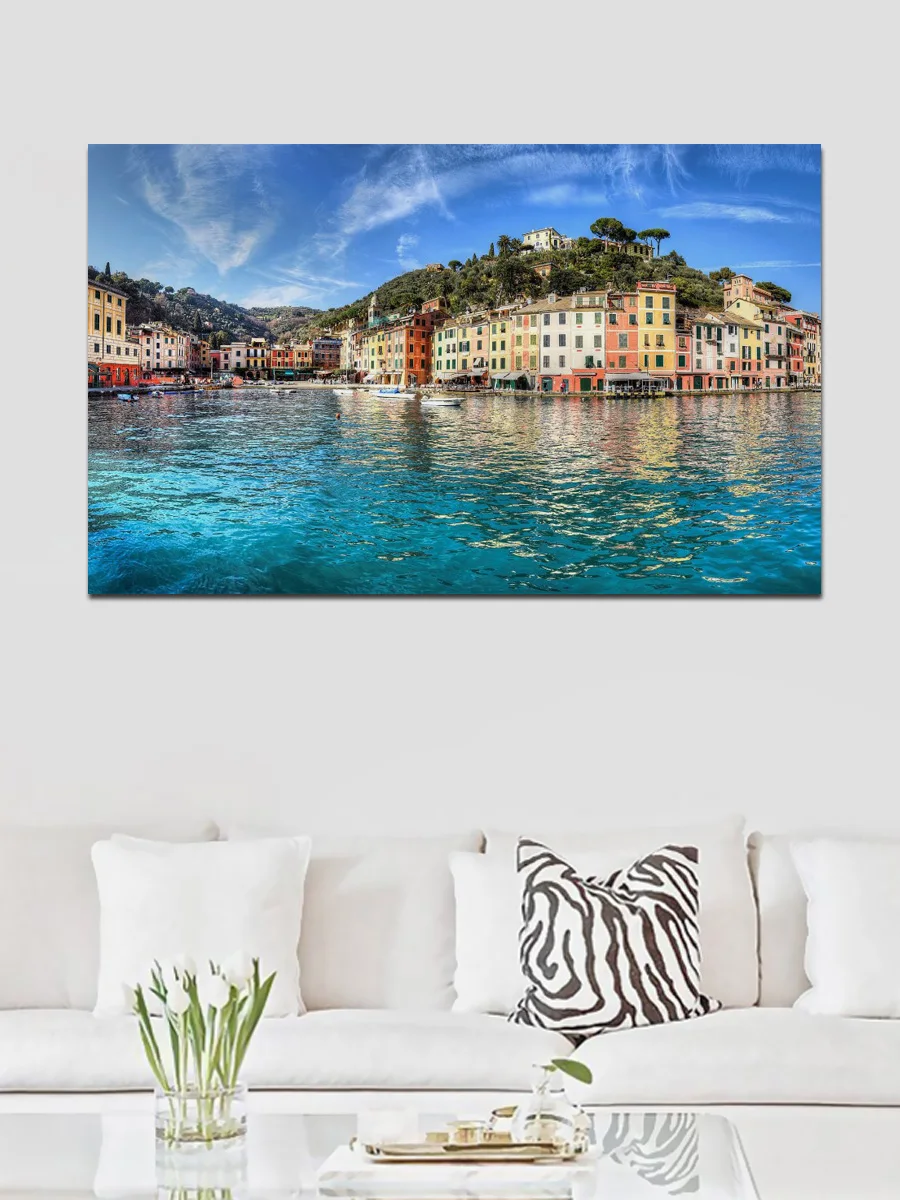 beautiful Italy Portofino Liguria sea shore building nature posters on the wall picture home living room decoration EX605 | Дом и сад