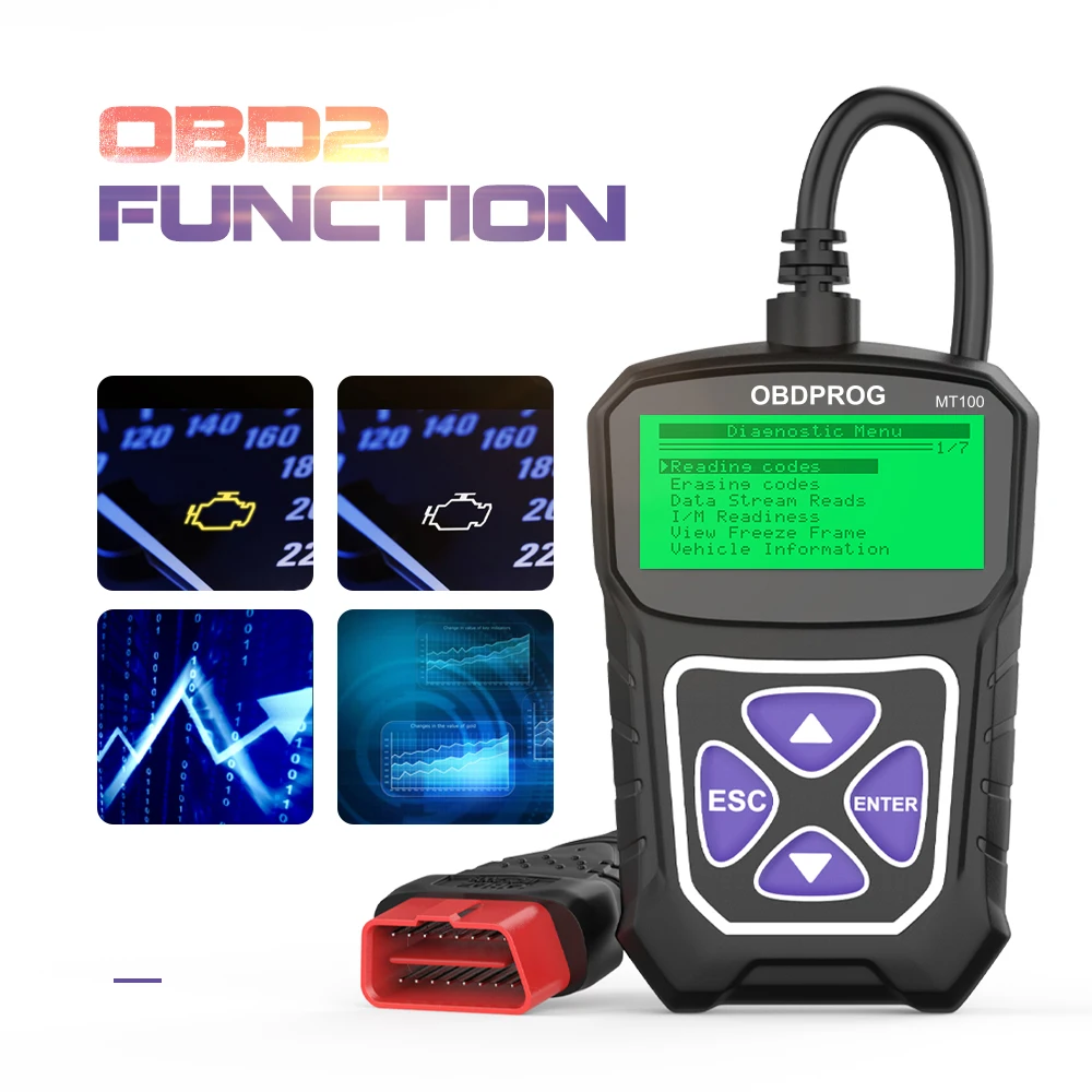 OBDPROG MT100 OBD2 сканер Профессиональный автомобильный OBD 2 анализатор двигателя