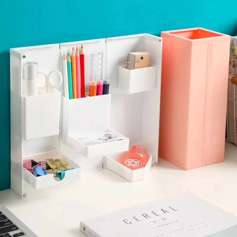 

Складная коробка для хранения прямоугольный стол настольная подставка для ручек для офисных принадлежностей складной Карандаш Чехол наст...