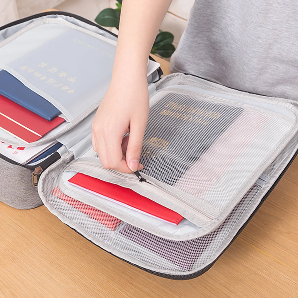 

Large Capacity Multi-Layer Document Tickets Storage Bag Certificate File Organizer Case Home Travel Passport Briefcase with Lock