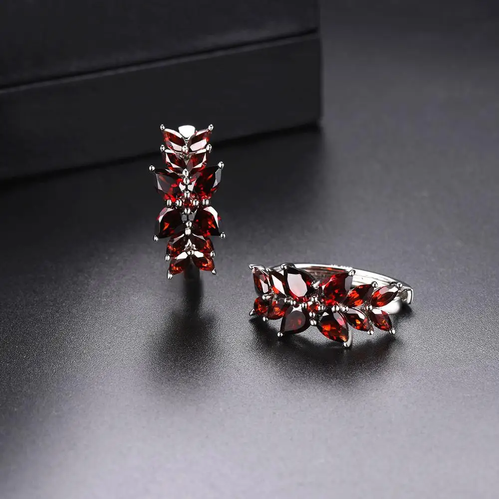 Hutang 7.19ct настоящий гранат женские серьги клипсы, 925 пробы серебро натуральный красный драгоценный камень изящные элегантные ювелирные изделия Новое поступление подарок