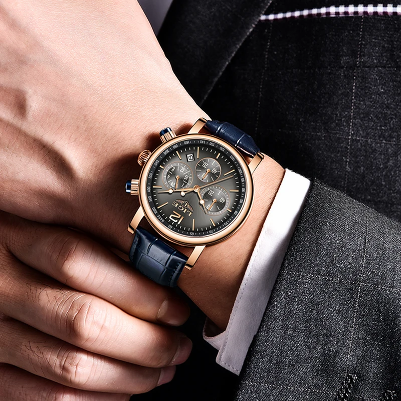 

2021 LIGE Top Brand Luxury New Fashion Watch For Men Leather Waterproof Clock Sports Watches Mens Quartz Wristwatch Reloj Hombre