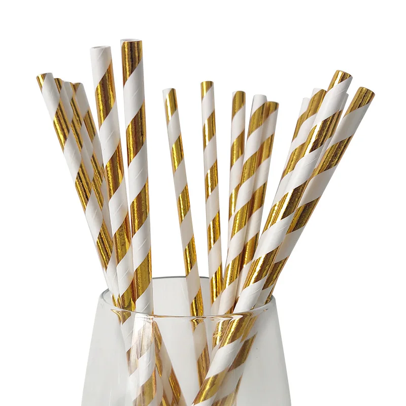 7. Paper Straw 25Pcs 10 шт золотые, серебряные, в горошек, со звездами, для дня рождения, свадьбы, вечеринки, принадлежности для украшения, одноразовые бумажные тарелки и стаканы, бумажные соломинки, для детского душа - Цвет: 7. Paper Straw 25Pcs
