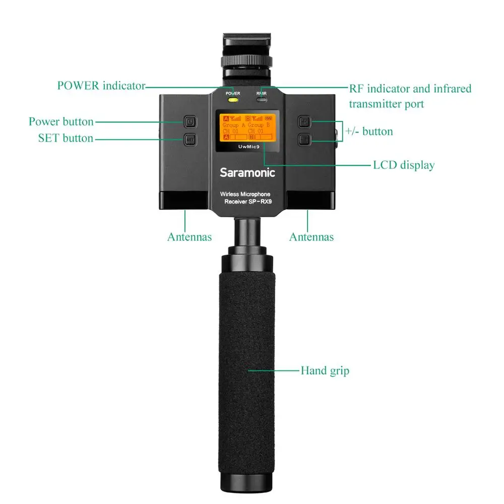 구매 Saramonic UWMIC9 Kit12/kit13 DSLR 카메라 용 비디오 방송 인터뷰 용 UHF Lavalier 무선 마이크 시스템 IOS Android