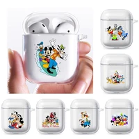 mickey mouse goofy pluto soft case for apple airpods 1 2 transparent bluetooth wireless headphone earphone box protective cover