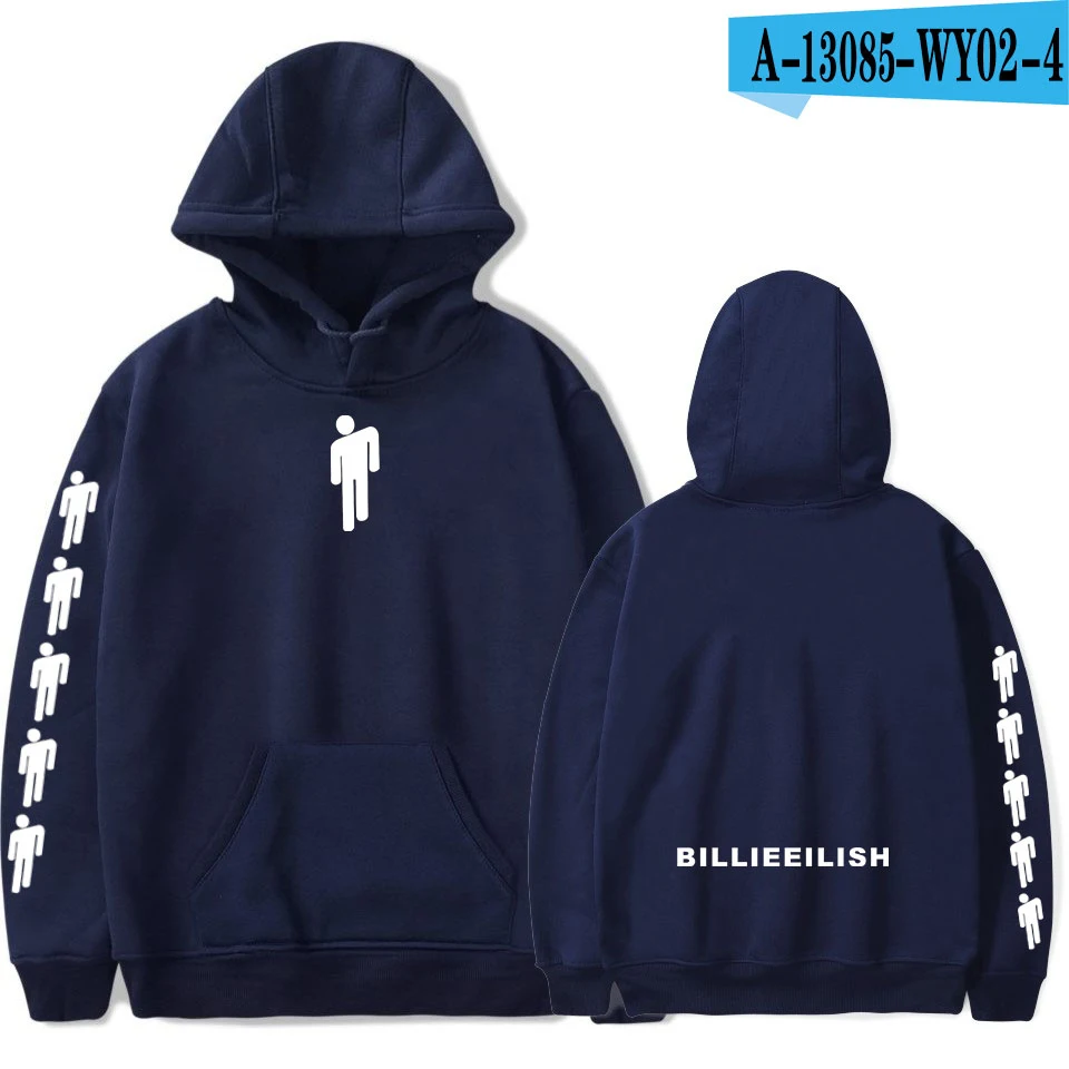 Новая горячая Billie Eilish Толстовка Мужская Черная хлопковая толстовка пара Billie Eilish Толстовка простая сохраняющая тепло Женская/Мужская толстовка одежда - Цвет: NAVY