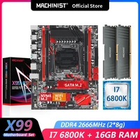 machinist x99 motherboard lga 2011 3 set kit with intel core i7 6800k cpu processor ddr4 16gb28g 2666mhz ram memory x99 rs9