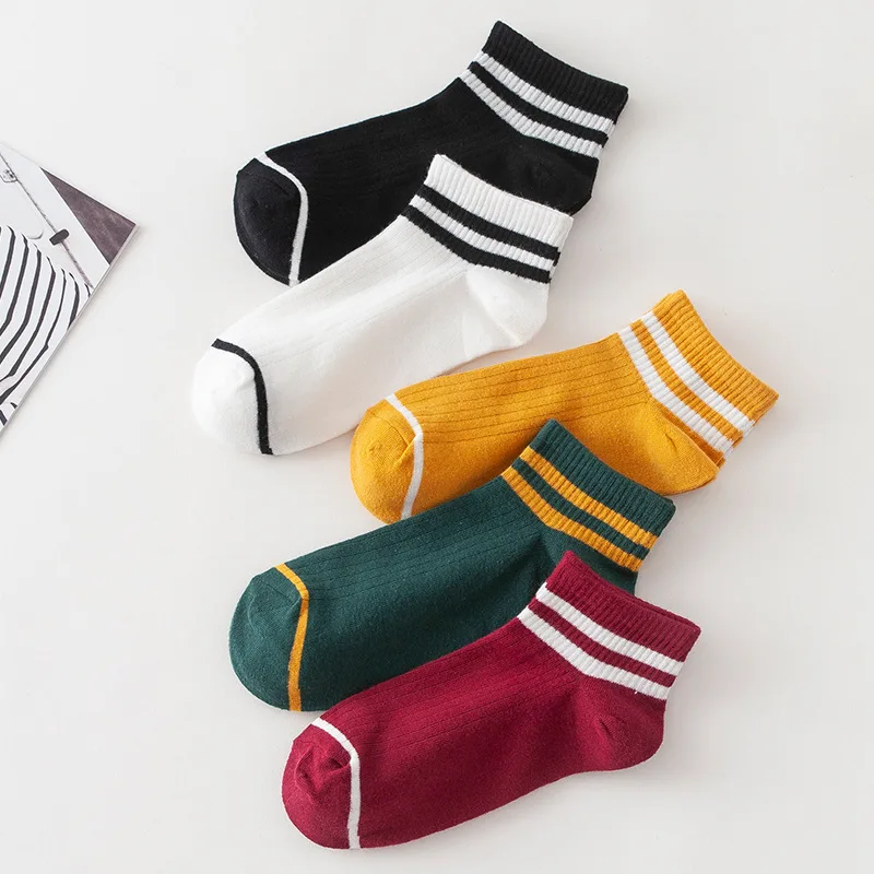 

3 Pairs/lot Women Striped Socks High-quality Short Socking Ladies Cotton Thin Boat Socks Summer Deodorant Sweat-absorbing Sock