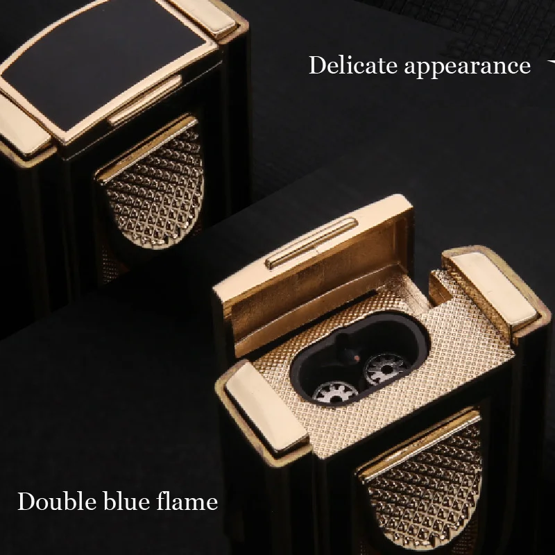 Double Blue Flame Gas Lighter Windproof Butane Torch Portable Cigarette Lighters Smoking Accessories Gadgets for Men | Дом и сад