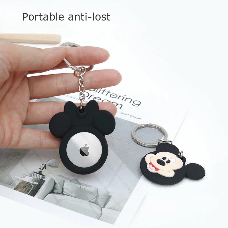 new disney cartoon apple airtag case soft silicone minnie mouse air tag keychain protective cover for apple position tracking free global shipping