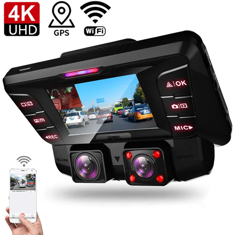 

Dual Lens 4K WiFi GPS Ultra HD 1080P + 1080P Car DVR Video Recorder Sony Sensor Night Vision WDR Dual Camera 170 Degree Dash Cam
