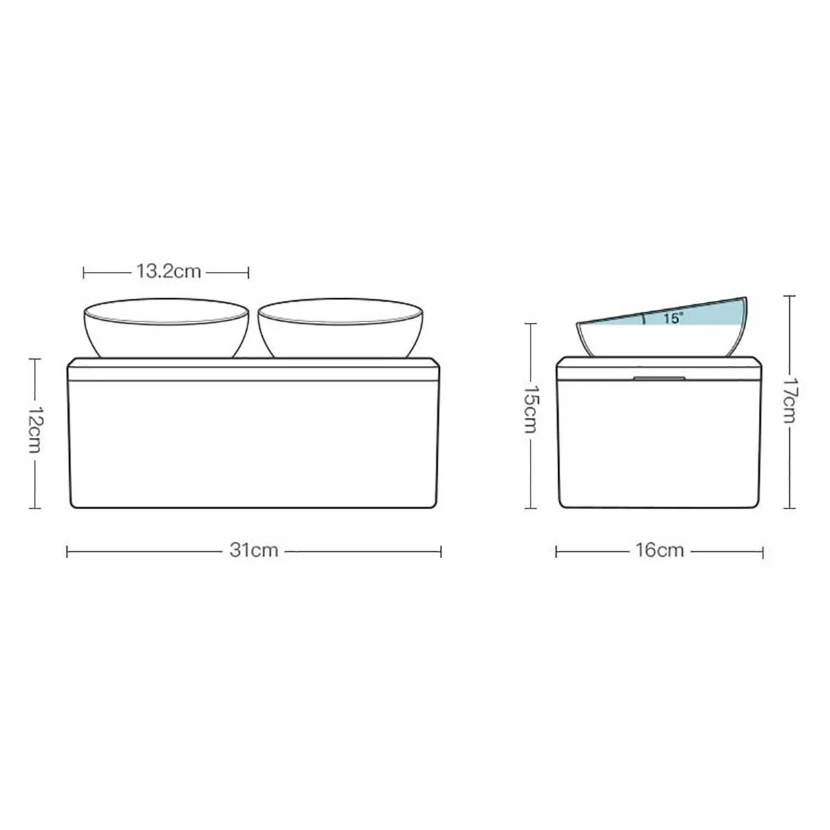 

Cat Dog Raised Feeder With Airtight Storage Pet Detachable Food Water Bowl With Elevated Stand Double bowl