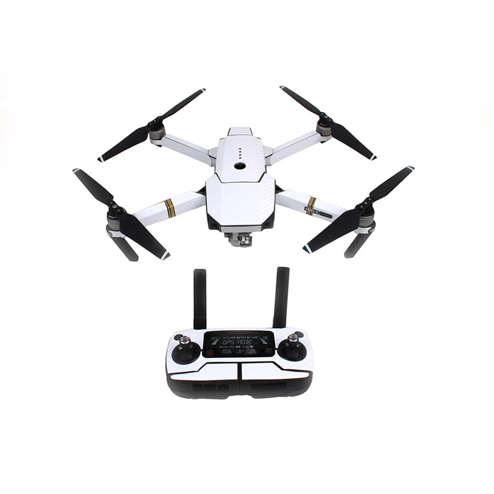 Белый Горячая водонепроницаемые Углеродные графические Стикеры для DJI Mavic Pro красочные наклейки для кожи для тела дрона/дистанционного управления/батареи/руки - Цвет: Белый