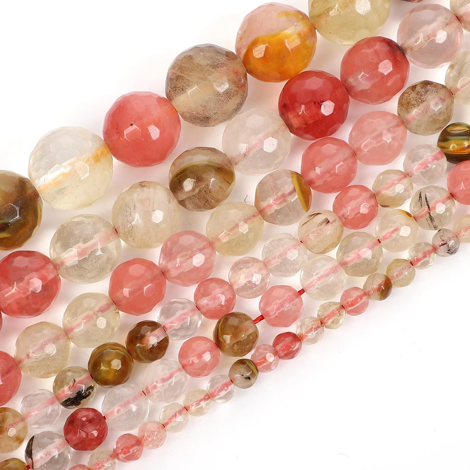 Бусины из натурального камня с гранями нитка 15 дюймов разные цвета арбуз