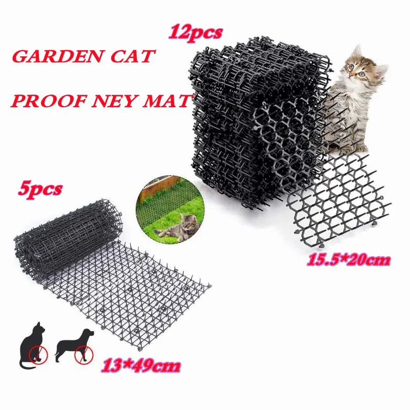 

5/12pcs Garden Prickle Strip Dig Stop Cat Repellent Deterrent Mat Spike Portable Anti-Cat Dog Outdoor Garden Supplies
