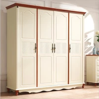 american country style wood wardrobe closet bedroom furniture four doors large storage closet p10255