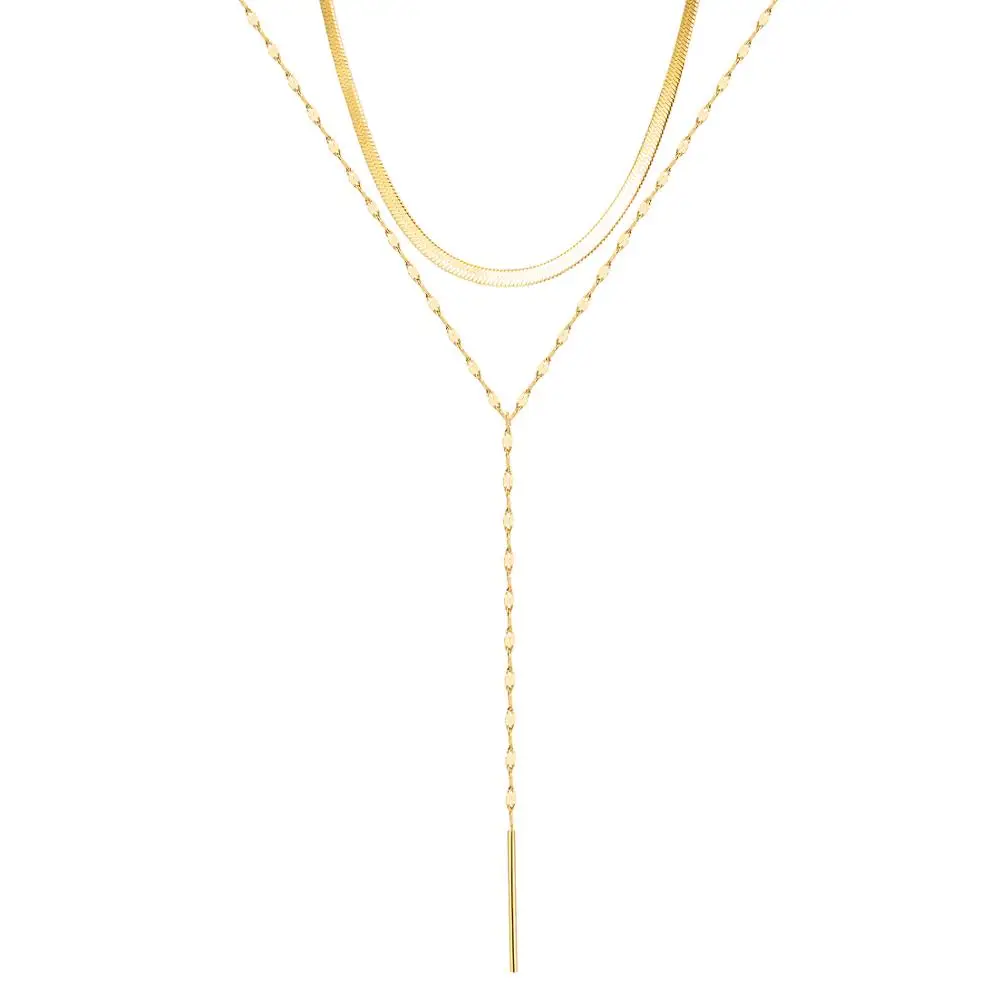 

Bohemia Style Three-layer Charm Pendant Necklaces For Women Titanium Stainless Steel Female Chain Choker Necklace