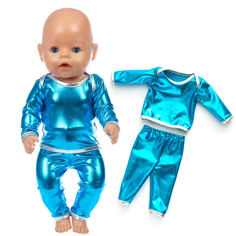 Одежда для кукол новорожденных 18 дюймов 43 см синий и розовый топ низ кожаный