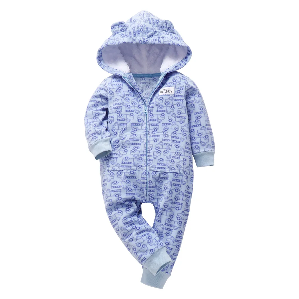 Blue Зимняя одежда bebes, комбинезон для девочек, пижамы для младенцев, флисовый Детский комбинезон с капюшоном, детская одежда с рисунком лисы, теплая одежда для маленьких мальчиков - Цвет: Blue