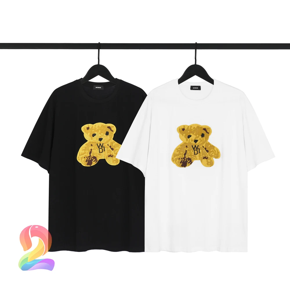 

New Arrival 2021 Men Women Fashion Casual Embroidery Bear Print We11done T Shirt High Quality Hip Hop Welldone Top Tees