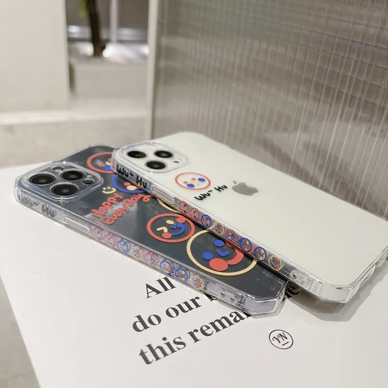 

Phone Case For iPhone 12 Mini 7 8 Plus X XS XR XSMax 11 12 Pro Max Funny Smile Face Cover Clear Soft TPU Shockproof Design Cases