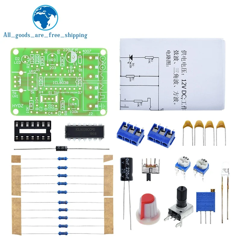 1 комплект ICL8038 монолитный Функция генератор сигналов Модуль DIY Набор
